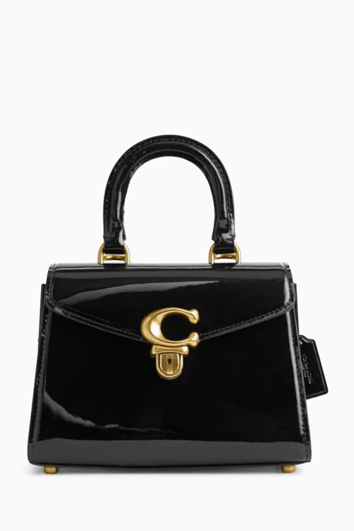 Sammy 21 Top-handle Bag in Patent Leather, Black