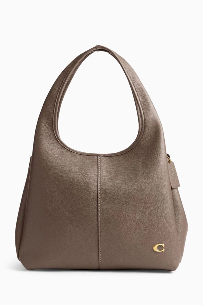 Lana Shoulder Bag in Pebble Leather, Grey