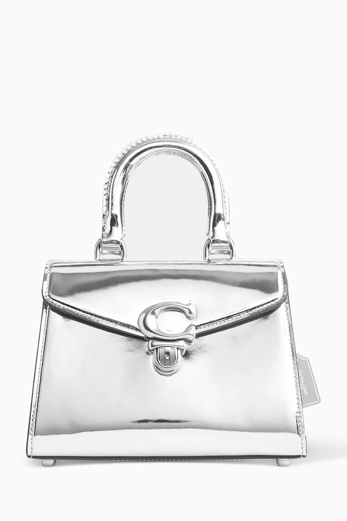 

Sammy 21 Top Handle Bag in Metallic Leather, Grey