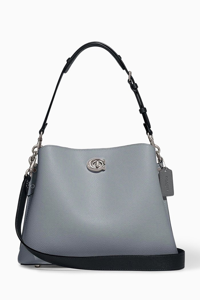 

Willow Shoulder Bag In Color-block Pebble Leather, Grey