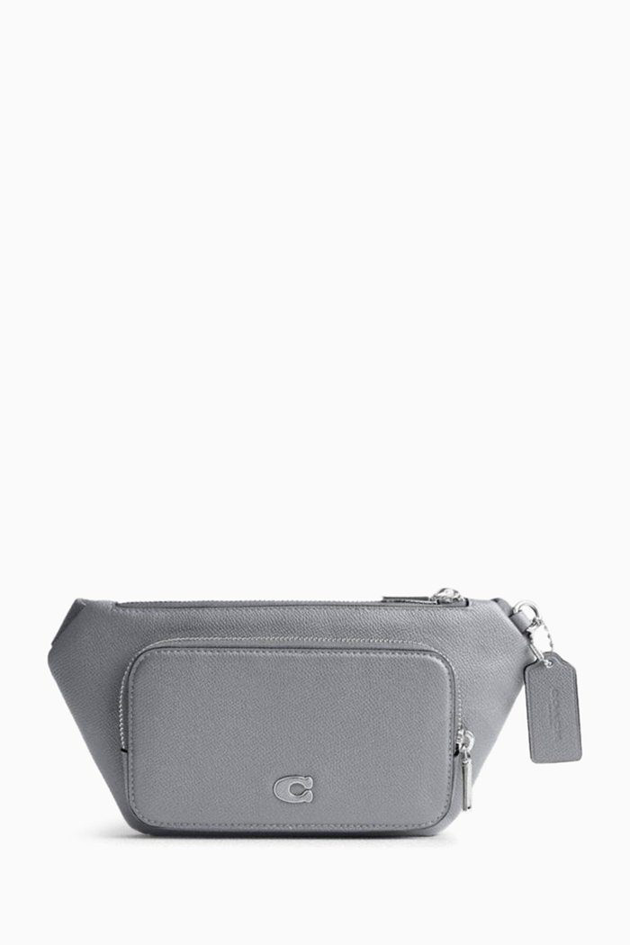 

Logo Belt Bag in Leather, Grey
