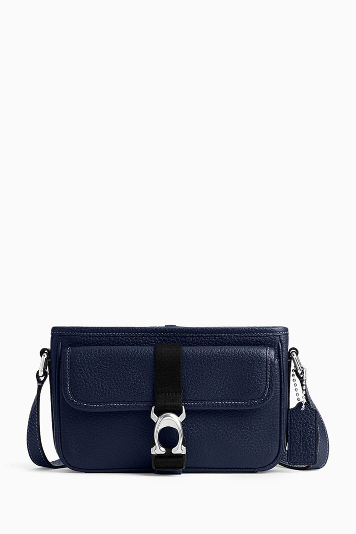 

Beck Slim Crossbody Bag in Leather, Blue