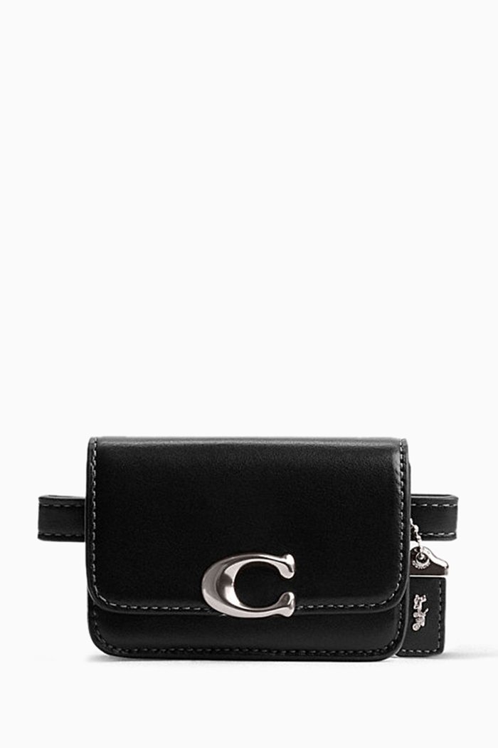 

Mini Bandit Card Case Belt Bag in Luxe Leather, Black