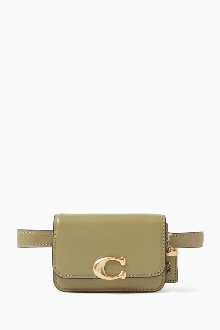 

Mini Bandit Card Case Belt Bag in Luxe Leather, Green