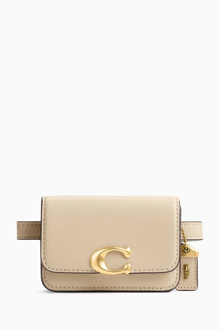 

Mini Bandit Card Case Belt Bag in Luxe Leather, White