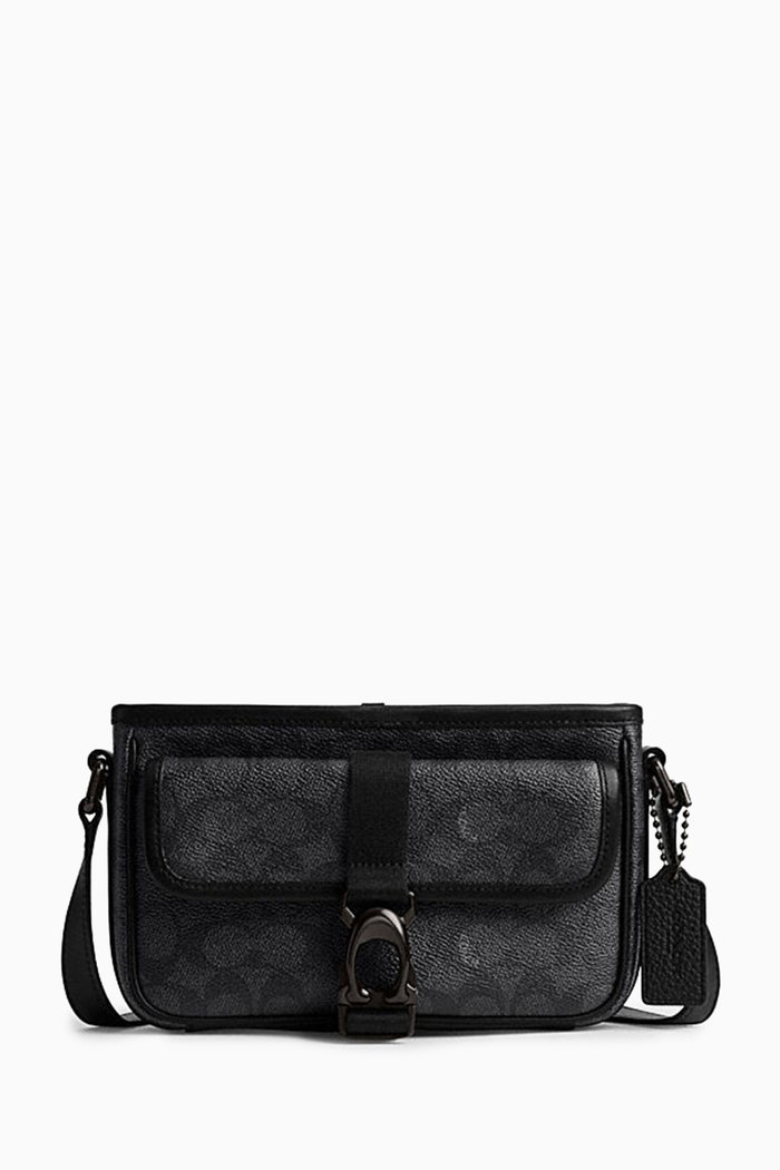 Beck Slim Crossbody in Signature Canvas & Calf Leather, Grey