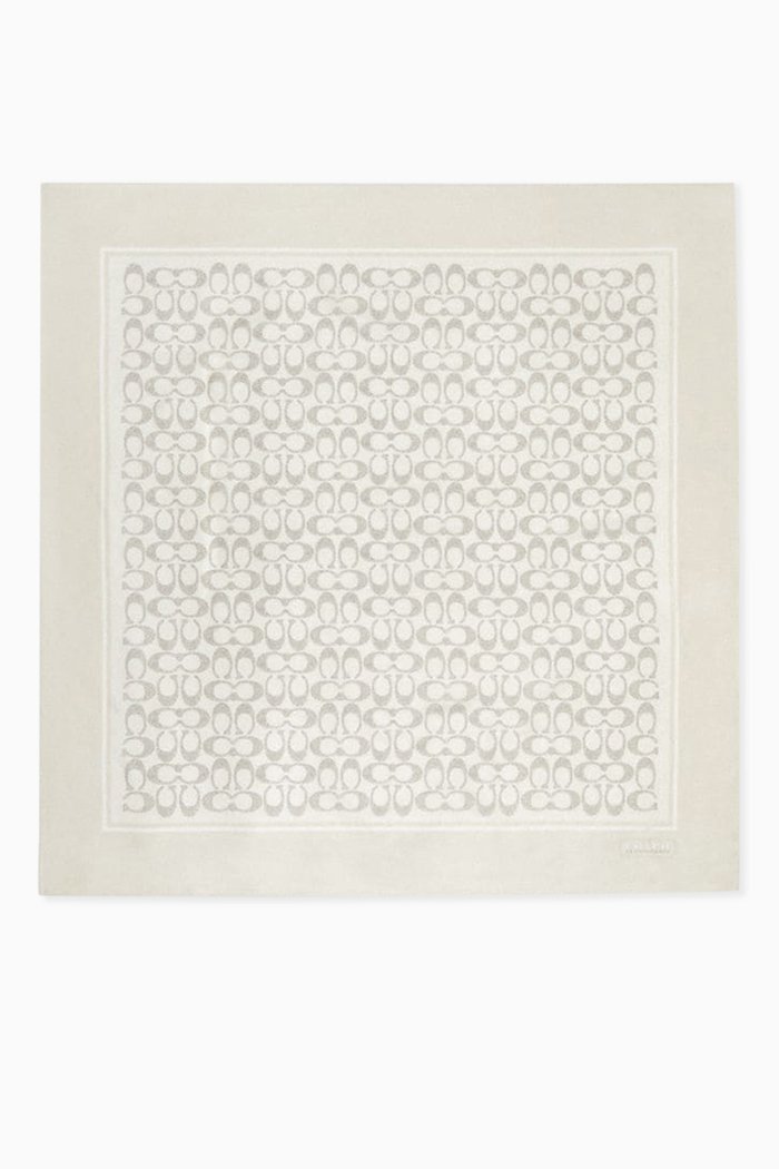 

Vintage Signature Print Square Scarf in Silk, Neutral