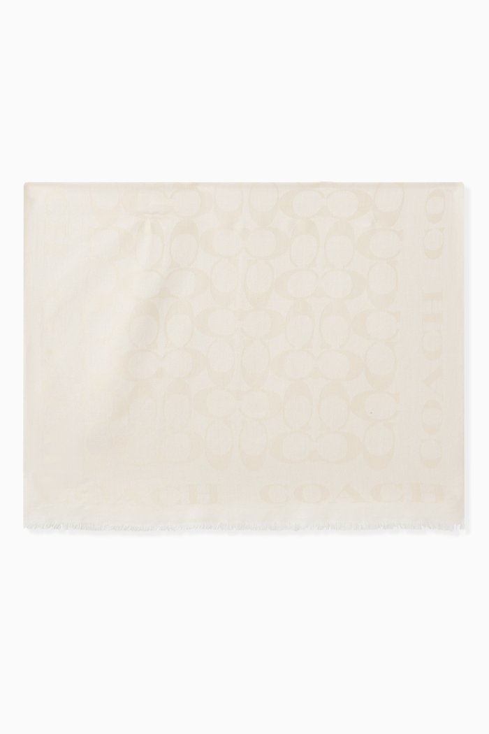 

Signature Stole in Silk & Cotton, White