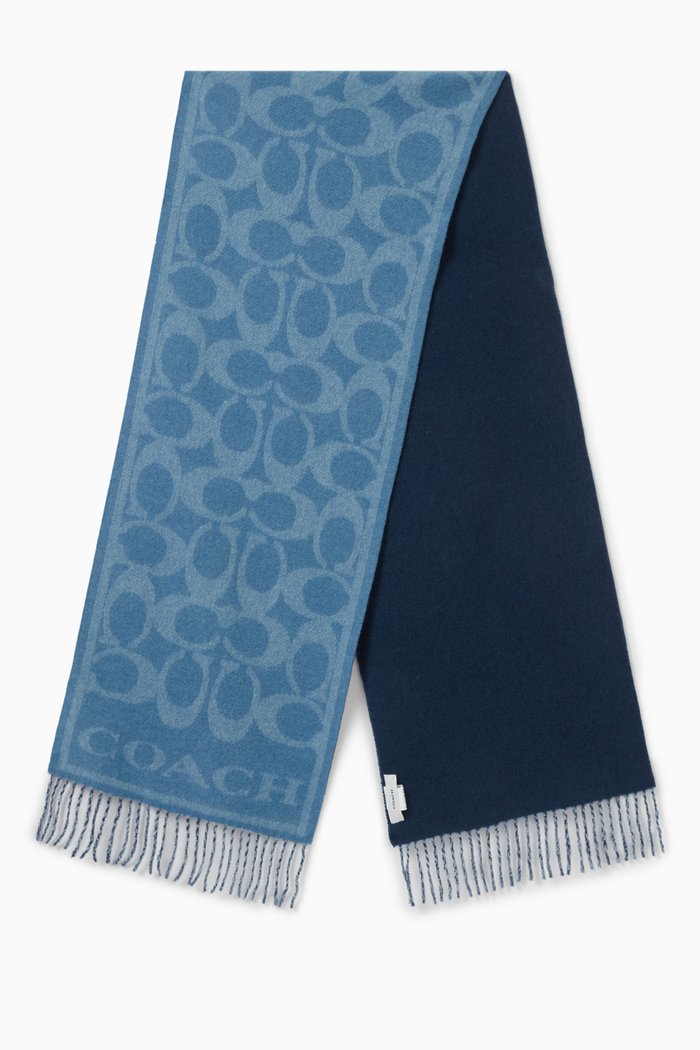 Reversible Signature Muffler in Cashmere, Blue
