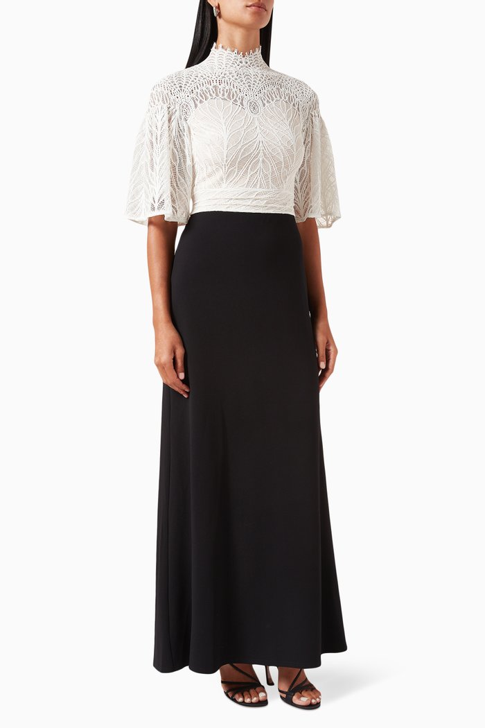 

Colour-block Gown in Lace & Crepe, Multicolour