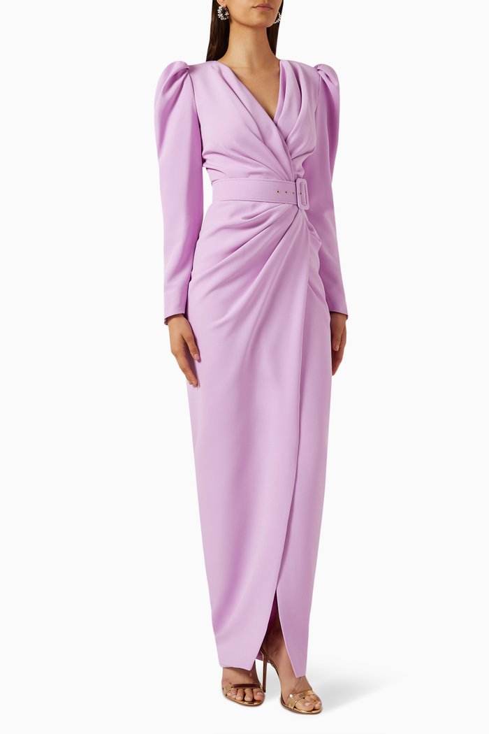 

Wrap-front Maxi Dress in Stretch-crepe, Purple