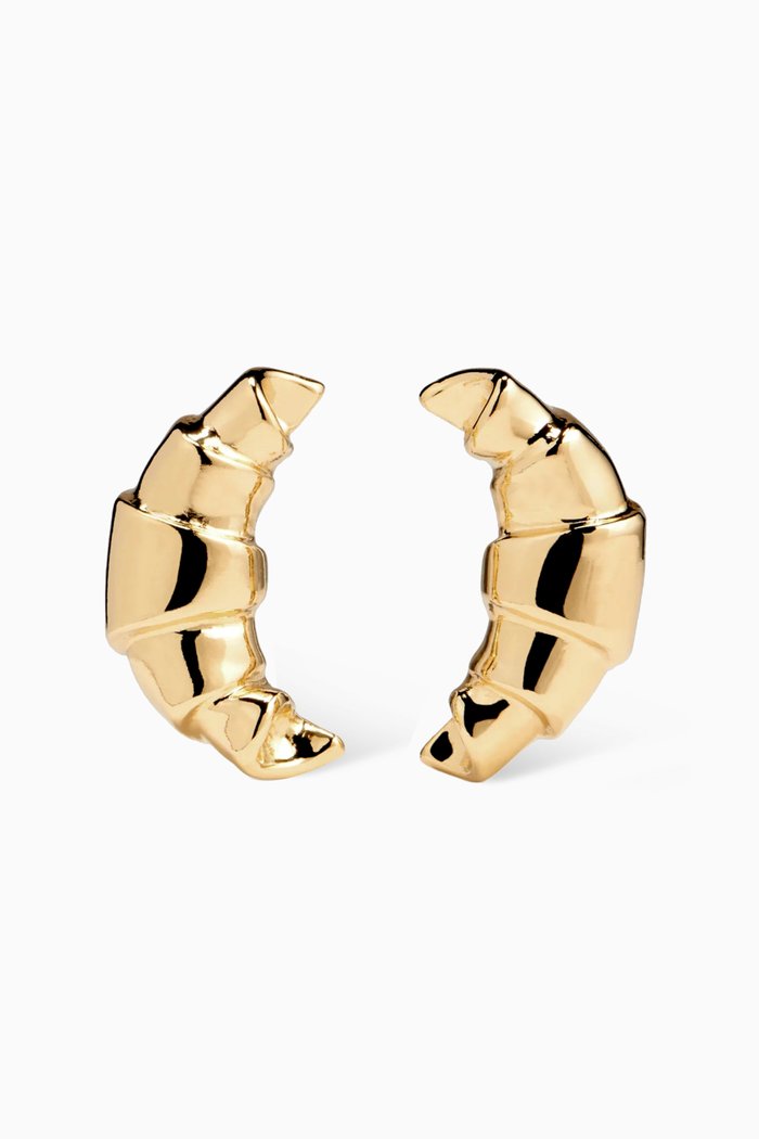 

Les Boucles Croissant Earrings in Plated Copper, Gold