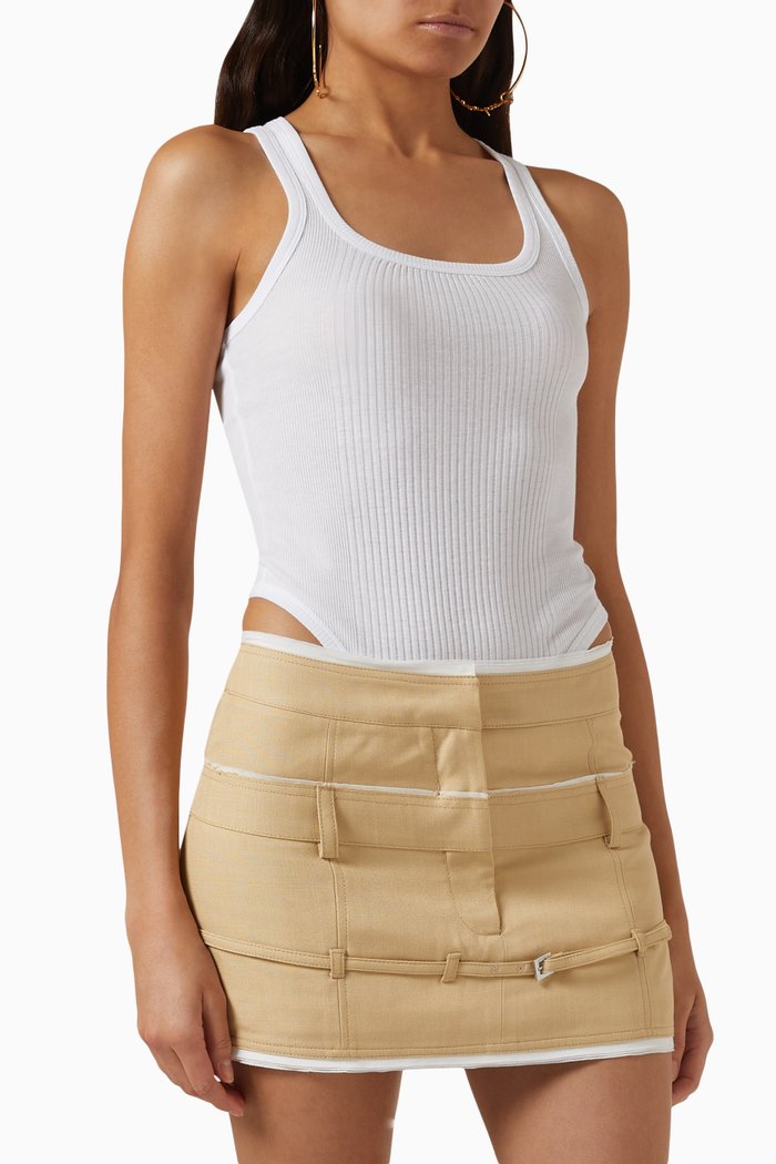 

Le Caraco Bodysuit in Ribbed-jersey, White