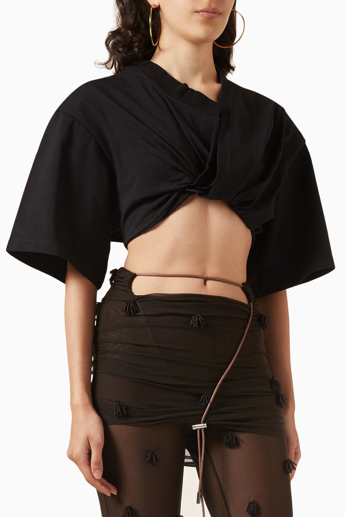 

Le T-shirt Bahia Court Top in Cotton, Black