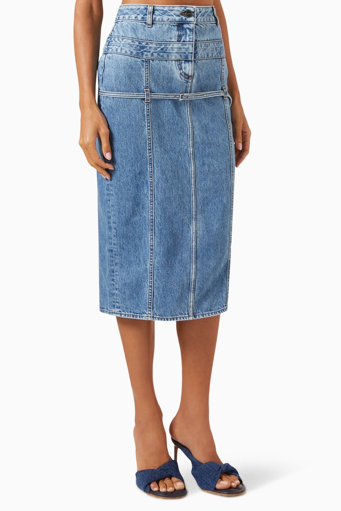 La Jupe De Nimes Criollo Skirt in Cotton, Blue