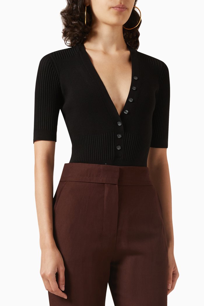 

Le Body Yauco Polo Bodysuit in Viscose-knit, Black