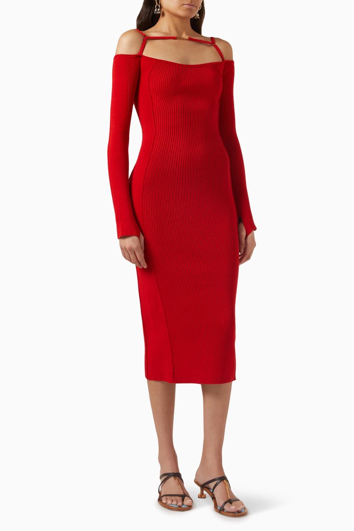 

La Robe Sierra Cut-out Midi Dress in Viscose-blend, Red