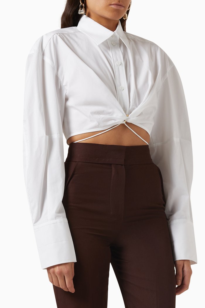 

La Chemise Plidao Gathered Shirt in Viscose, White
