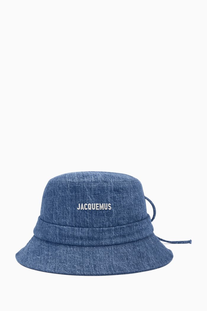 

Knotted Bucket Hat in Denim, Blue