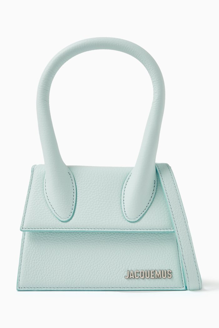 

Le Chiquito Moyen Tote Bag in Grained Leather, Blue