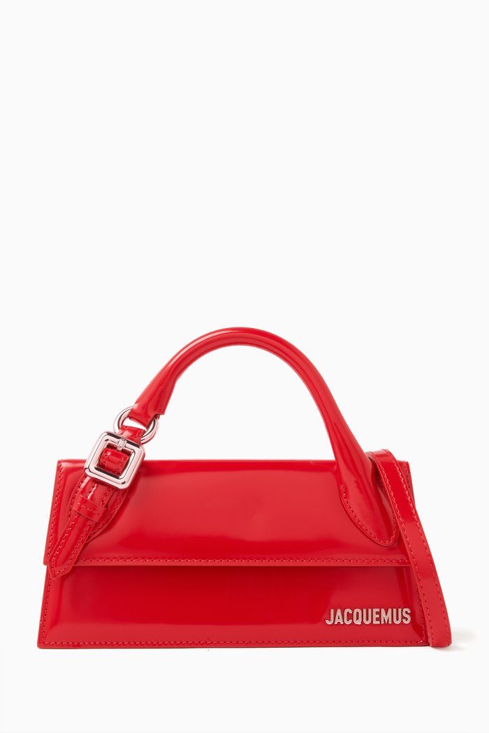 Le Chiquito Long Boucle Bag in Patent Leather, Red