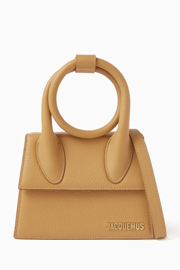 

Le Chiquito Noeud Tote Bag in Grained Leather, Brown