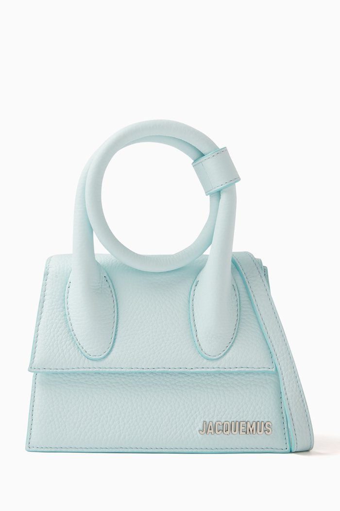 

Le Chiquito Noeud Tote Bag in Grained Leather, Blue