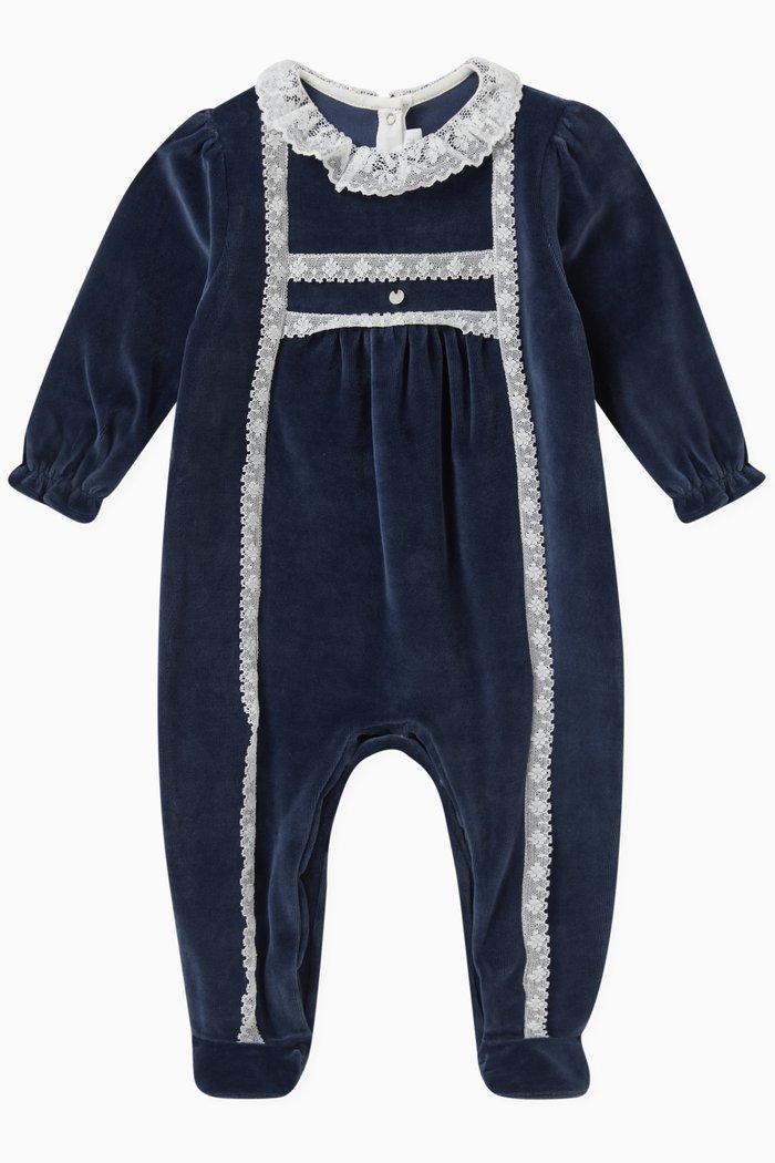 

Peter Pan Collar Pyjamas in Cotton Blend, Blue