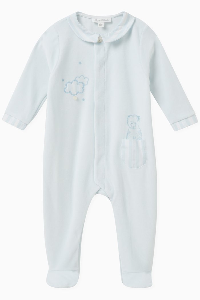 

Dream Motif Sleepsuit in Cotton-blend, Blue