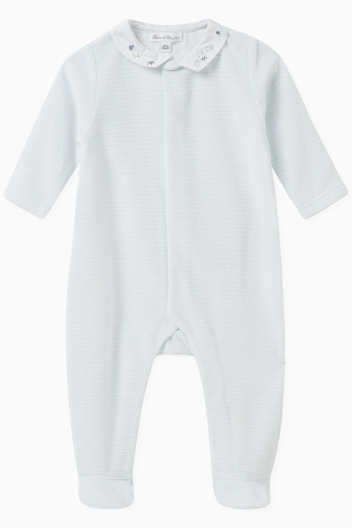 

Stripes Pattern Pyjamas in Cotton Blend, Blue
