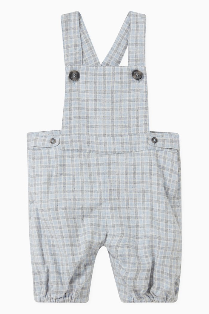 

Chek Dungarees in Cotton, Blue