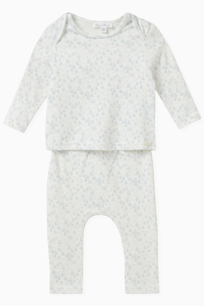 

Nature Print Pyjama Set in Cotton, Blue