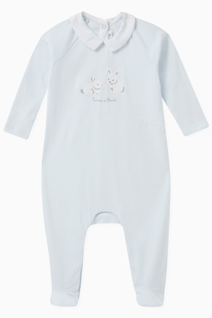 Graphic Logo-print Pyjama in Cotton, Blue