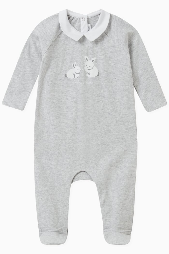 

Graphic Logo-print Sleepsuit in Cotton, Grey
