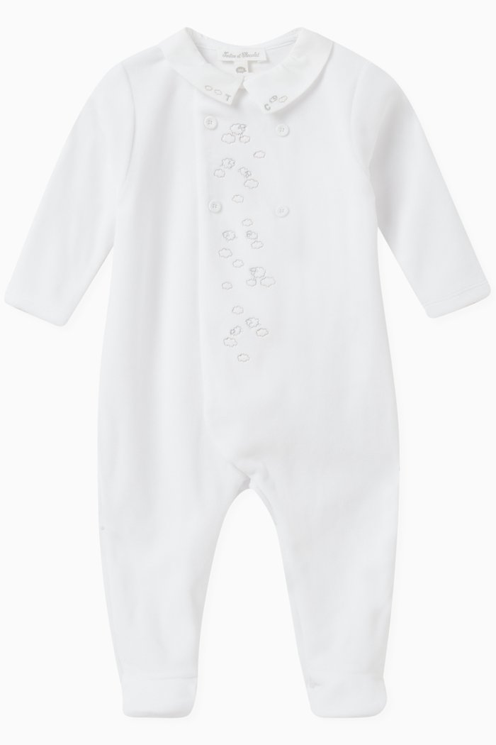

Sheep Sleepsuit in Velour, White