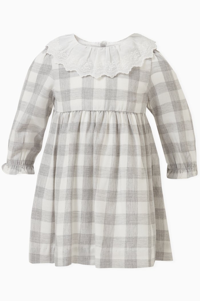 

Check Dress in Viscose, Grey