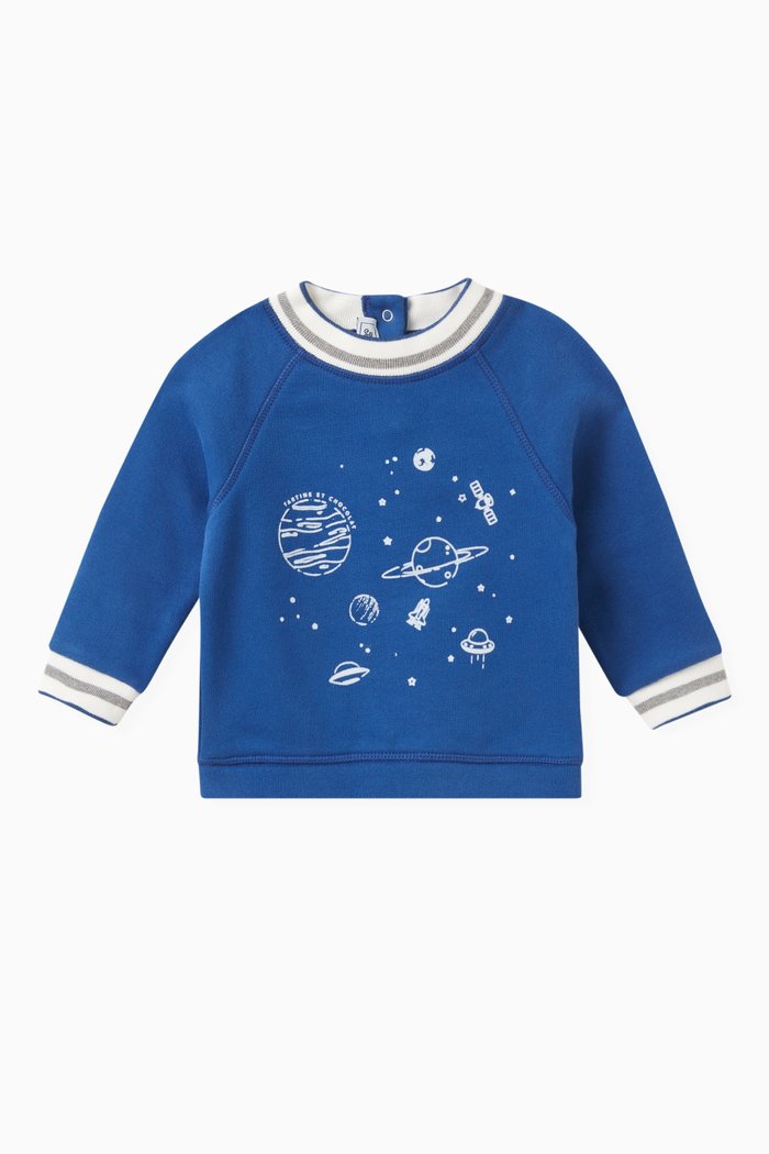 

Graphic Logo-print Sweatshirt in Cotton, Blue