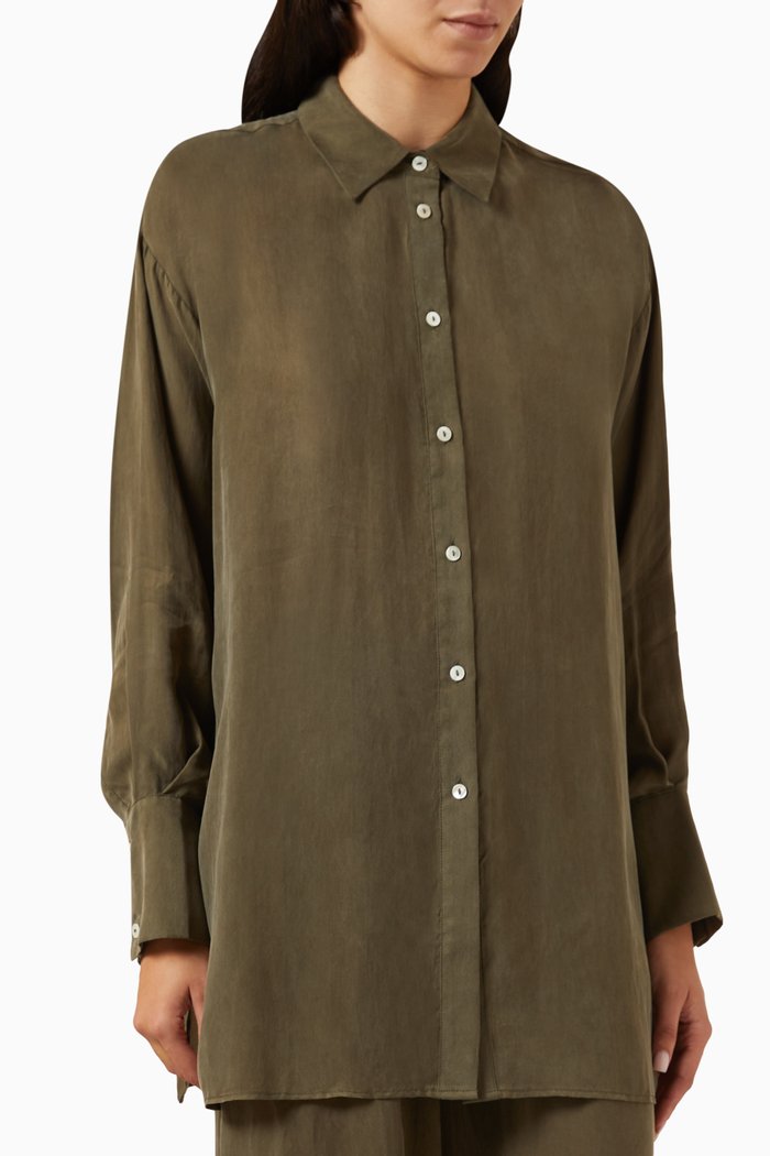 

Lena Oversized Shirt in Cupro, Green