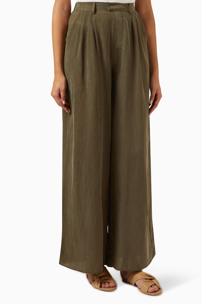 

Frankie Wide-leg Pants in Cupro, Green