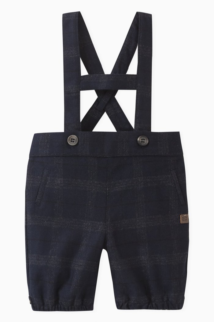 

Check Dungarees in Wool Blend, Blue