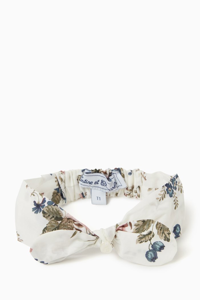 

Bow Headband in Violine Cotton, White