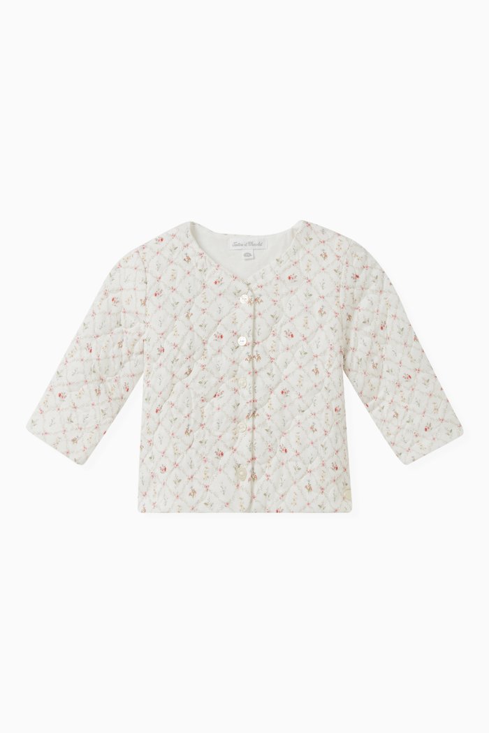 Floral Print Vest in Cotton, Neutral