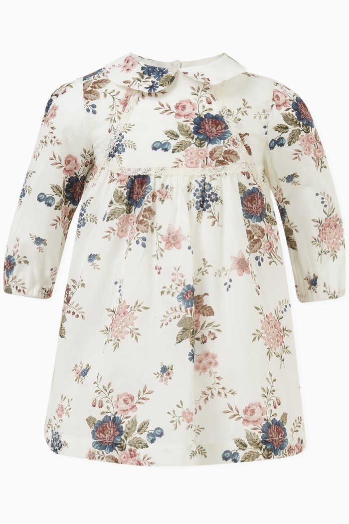 

Floral Print Dress in Cotton, White