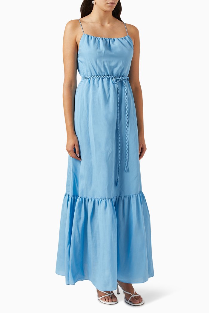 

Jayda Belted Maxi Dress in Tencel-blend, Blue