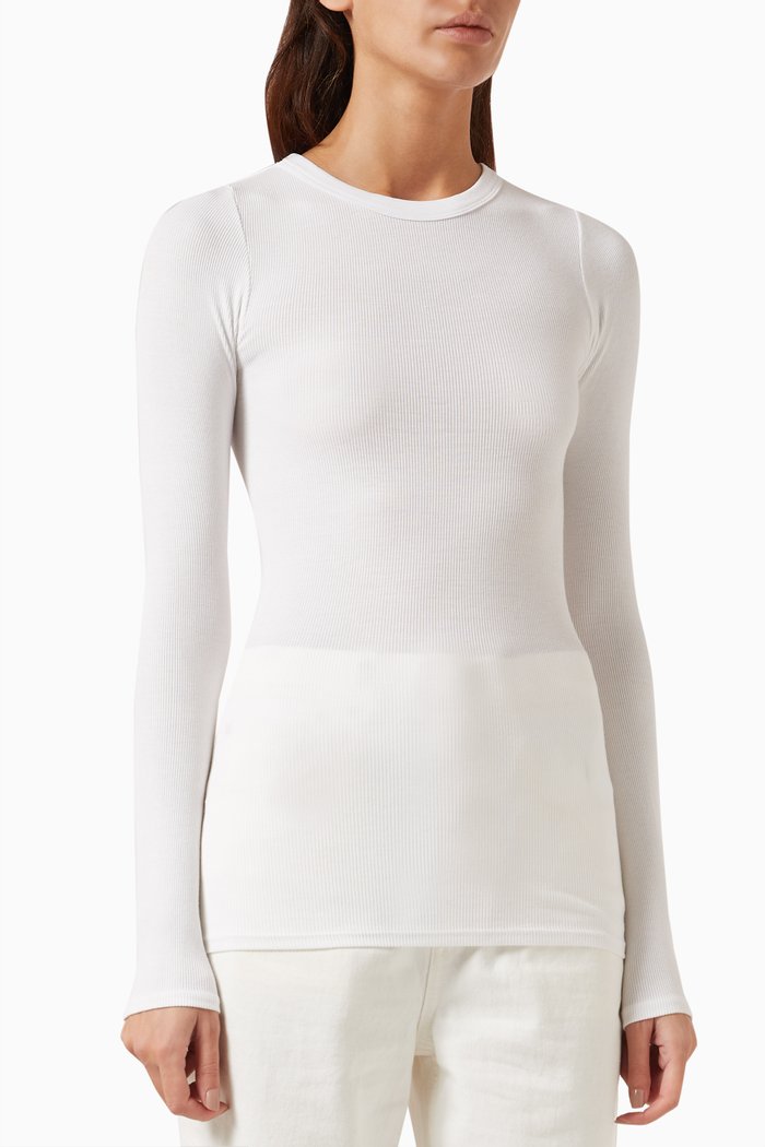 

Long-sleeve Top in Silk-knit, White