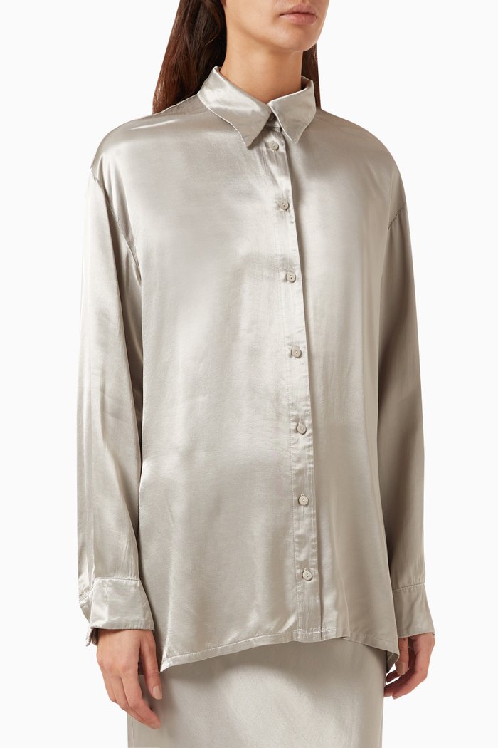 

Long-sleeve Shirt in Satin, Grey