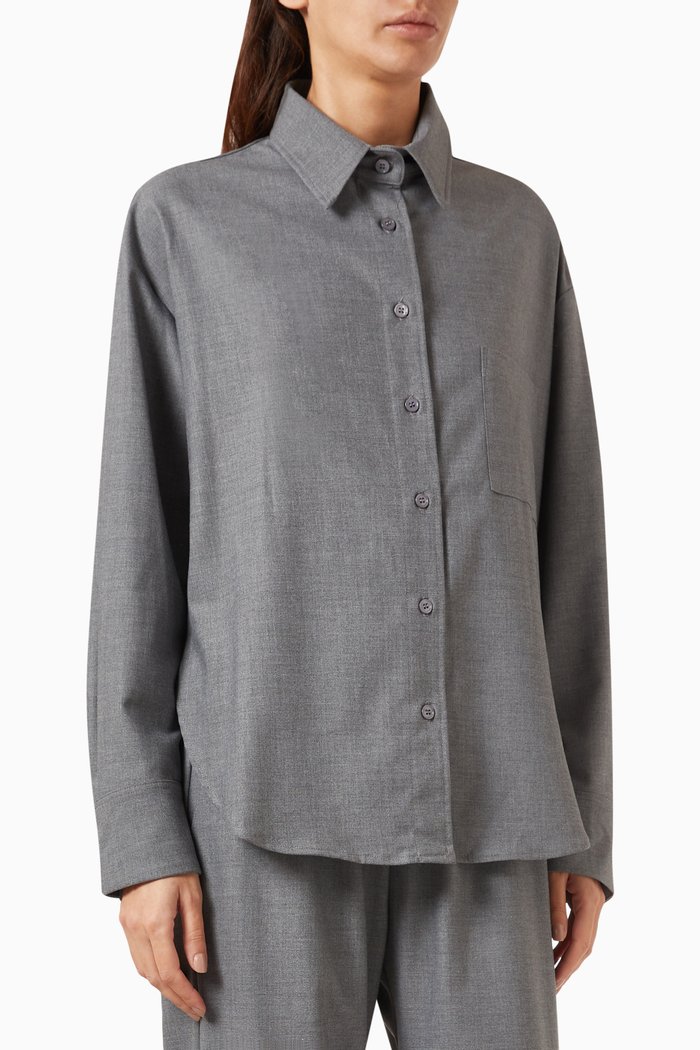 

Striped Oversized Shirt in Cotton, Grey