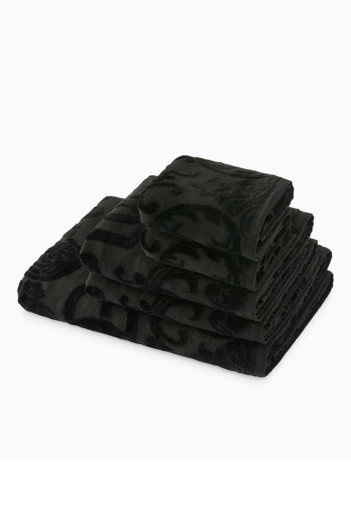 

DG Logo Jacquard Towels in Cotton-terry, Set of 5, Black