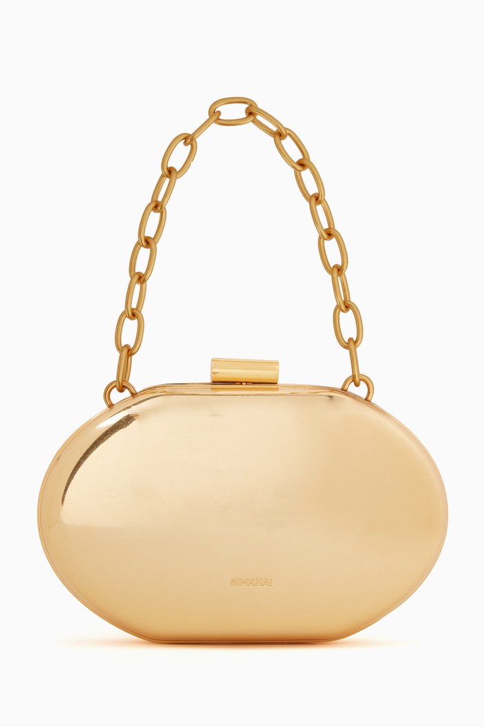 

Sol Oval Clutch Bag in Gold-tone Metal
