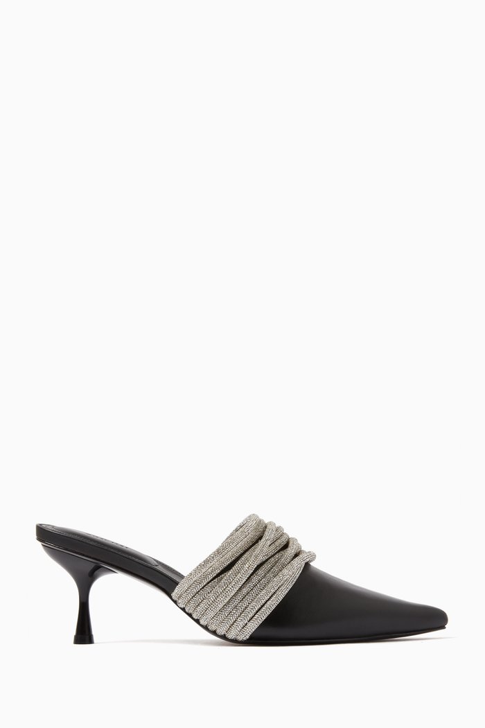 

Lian Multi-Strap Mules in Leather, Black